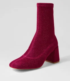 Shop Trusted Fuchsia Glitter Stretch Fabric Ankle Boots Women Ankle Boots