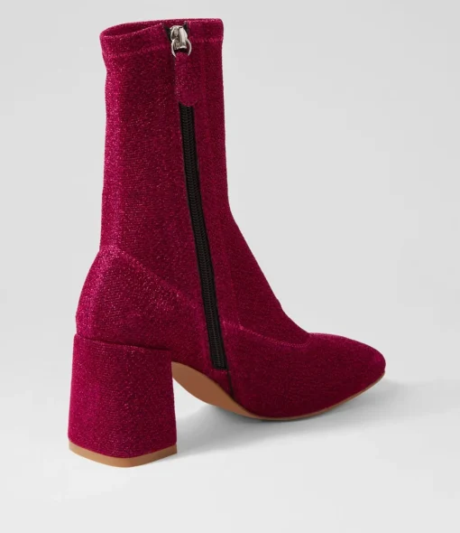 Shop Trusted Fuchsia Glitter Stretch Fabric Ankle Boots Women Ankle Boots