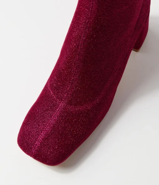 Shop Trusted Fuchsia Glitter Stretch Fabric Ankle Boots Women Ankle Boots