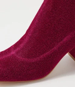 Shop Trusted Fuchsia Glitter Stretch Fabric Ankle Boots Women Ankle Boots