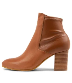 Hot Uluv Cognac Leather Stretch Ankle Boots Women Ankle Boots