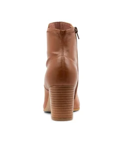 Hot Uluv Cognac Leather Stretch Ankle Boots Women Ankle Boots