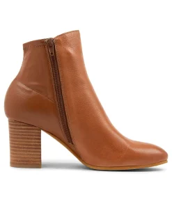 Hot Uluv Cognac Leather Stretch Ankle Boots Women Ankle Boots