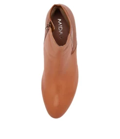 Hot Uluv Cognac Leather Stretch Ankle Boots Women Ankle Boots