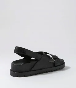 Outlet Umar Black Leather Sandals Women Sandals