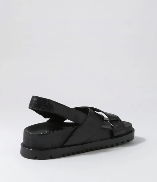 Outlet Umar Black Leather Sandals Women Sandals