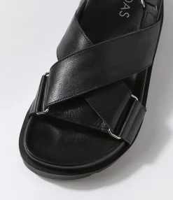 Outlet Umar Black Leather Sandals Women Sandals