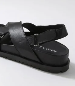 Outlet Umar Black Leather Sandals Women Sandals