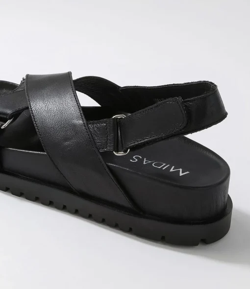 Outlet Umar Black Leather Sandals Women Sandals