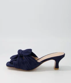 Discount Umay Navy Suede Slides Women Heels