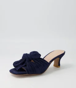 Discount Umay Navy Suede Slides Women Heels