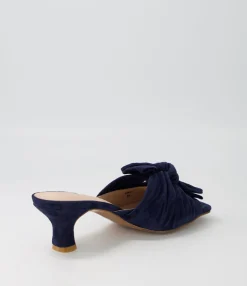 Discount Umay Navy Suede Slides Women Heels