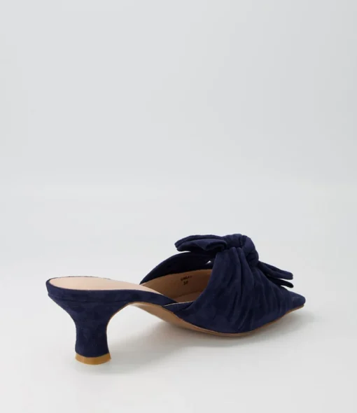 Discount Umay Navy Suede Slides Women Heels