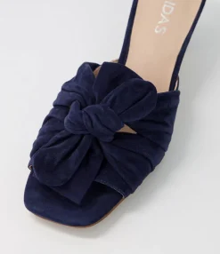 Discount Umay Navy Suede Slides Women Heels