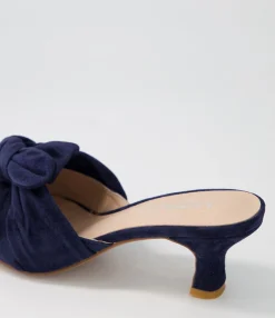 Discount Umay Navy Suede Slides Women Heels