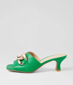 Outlet Umo Bright Emerald Leather Slides Women Slides