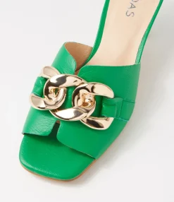 Outlet Umo Bright Emerald Leather Slides Women Slides