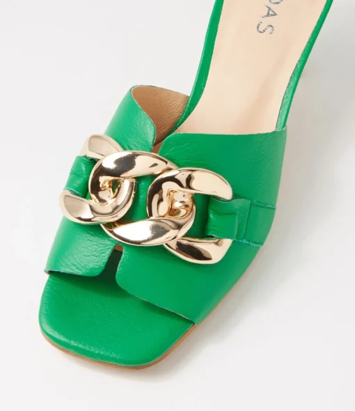 Outlet Umo Bright Emerald Leather Slides Women Slides