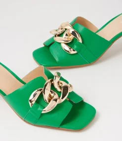 Outlet Umo Bright Emerald Leather Slides Women Slides
