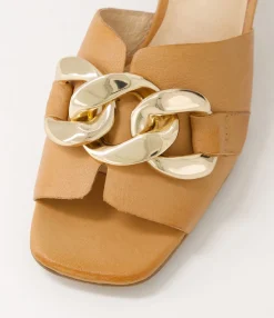 Best Sale Umo Tan Leather Sandals Women Slides