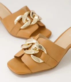 Best Sale Umo Tan Leather Sandals Women Slides