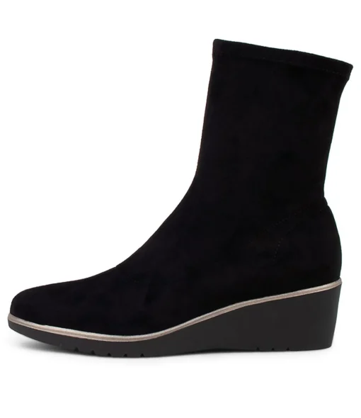 Best Umust Black Stretch Microsuede Ankle Boots Women Ankle Boots
