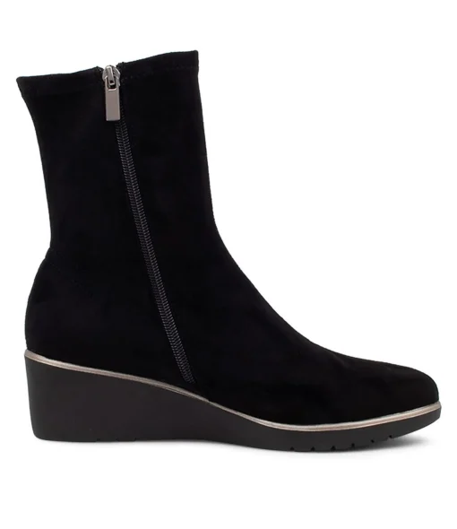 Best Umust Black Stretch Microsuede Ankle Boots Women Ankle Boots