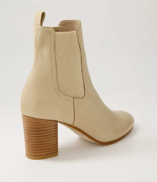 Shop Ussa Camel Leather Elastic Chelsea Boots Women Ankle Boots