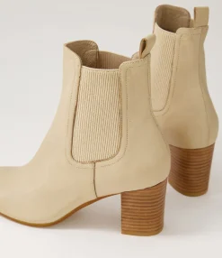 Shop Ussa Camel Leather Elastic Chelsea Boots Women Ankle Boots