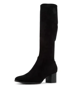 Outlet Varry Black Stretch Microsuede Long Boots Women Boots