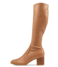 Shop Varry Tan Stretch Long Boots Women Boots