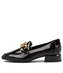 New Visten Black Patent Leather Heels Women Loafers