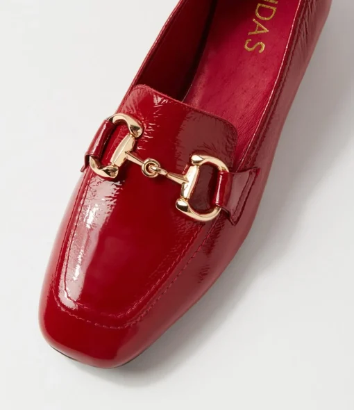 Best Sale Vlad Dark Red Patent Leather Heels Women Loafers