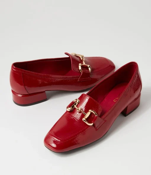 Best Sale Vlad Dark Red Patent Leather Heels Women Loafers