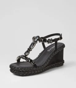 Sale Vonto Black Suede Jewels Sandals Women Wedges