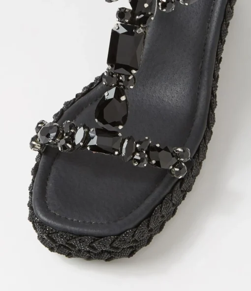 Sale Vonto Black Suede Jewels Sandals Women Wedges