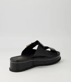 Discount Wandery Black Wrinkle Patent Sandals Women Sandals