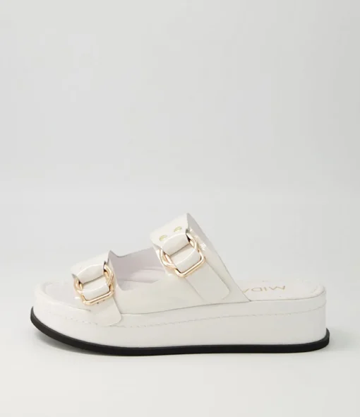 Hot Wandery White Wrinkle Patent Sandals Women Sandals