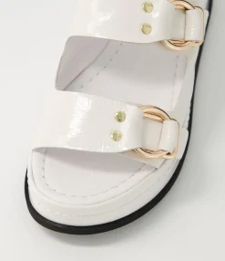 Hot Wandery White Wrinkle Patent Sandals Women Sandals
