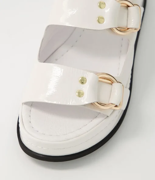 Hot Wandery White Wrinkle Patent Sandals Women Sandals