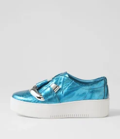Cheap Wayde Blue White Crush Leather Sneakers Women Sneakers