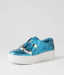 Cheap Wayde Blue White Crush Leather Sneakers Women Sneakers