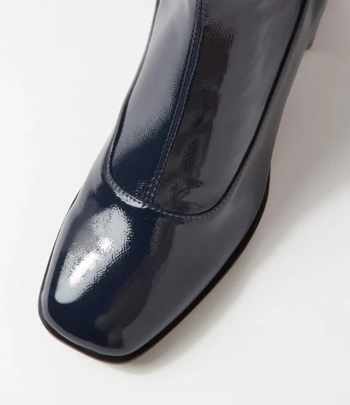 Cheap Westina Navy Stretch Patent Pu Ankle Boots Women Ankle Boots