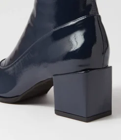 Cheap Westina Navy Stretch Patent Pu Ankle Boots Women Ankle Boots