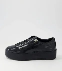 Sale Wether Black Patent Leather Sneakers Women Sneakers
