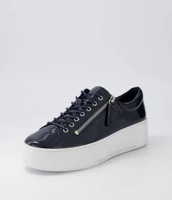 Outlet Wether Navy White Patent Leather Sneakers Women Sneakers