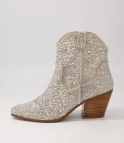 Cheap Willis Silver Jewel Fabric Ankle Boots Women Ankle Boots