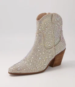 Cheap Willis Silver Jewel Fabric Ankle Boots Women Ankle Boots