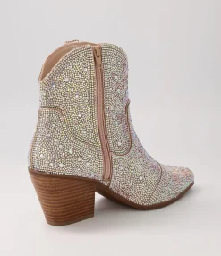 Cheap Willis Silver Jewel Fabric Ankle Boots Women Ankle Boots