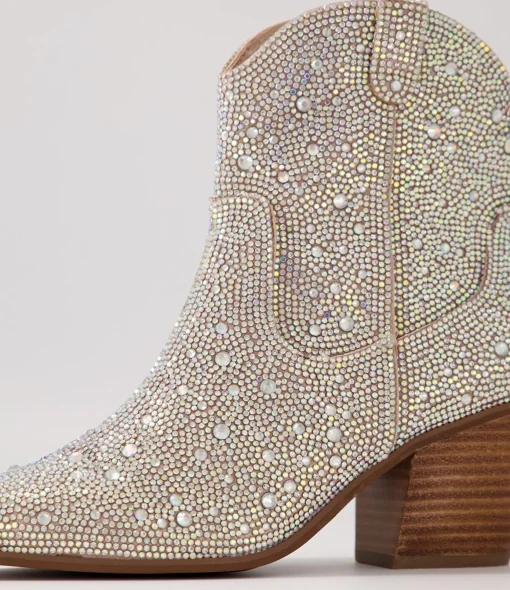 Cheap Willis Silver Jewel Fabric Ankle Boots Women Ankle Boots